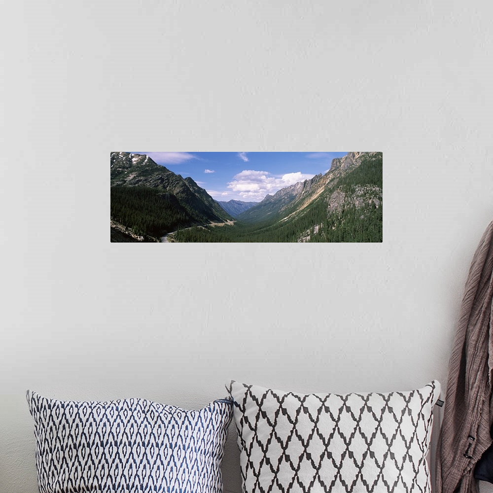 A bohemian room featuring Early winter creek canyon and road to Washington Pass, North Cascades Scenic Highway, WA