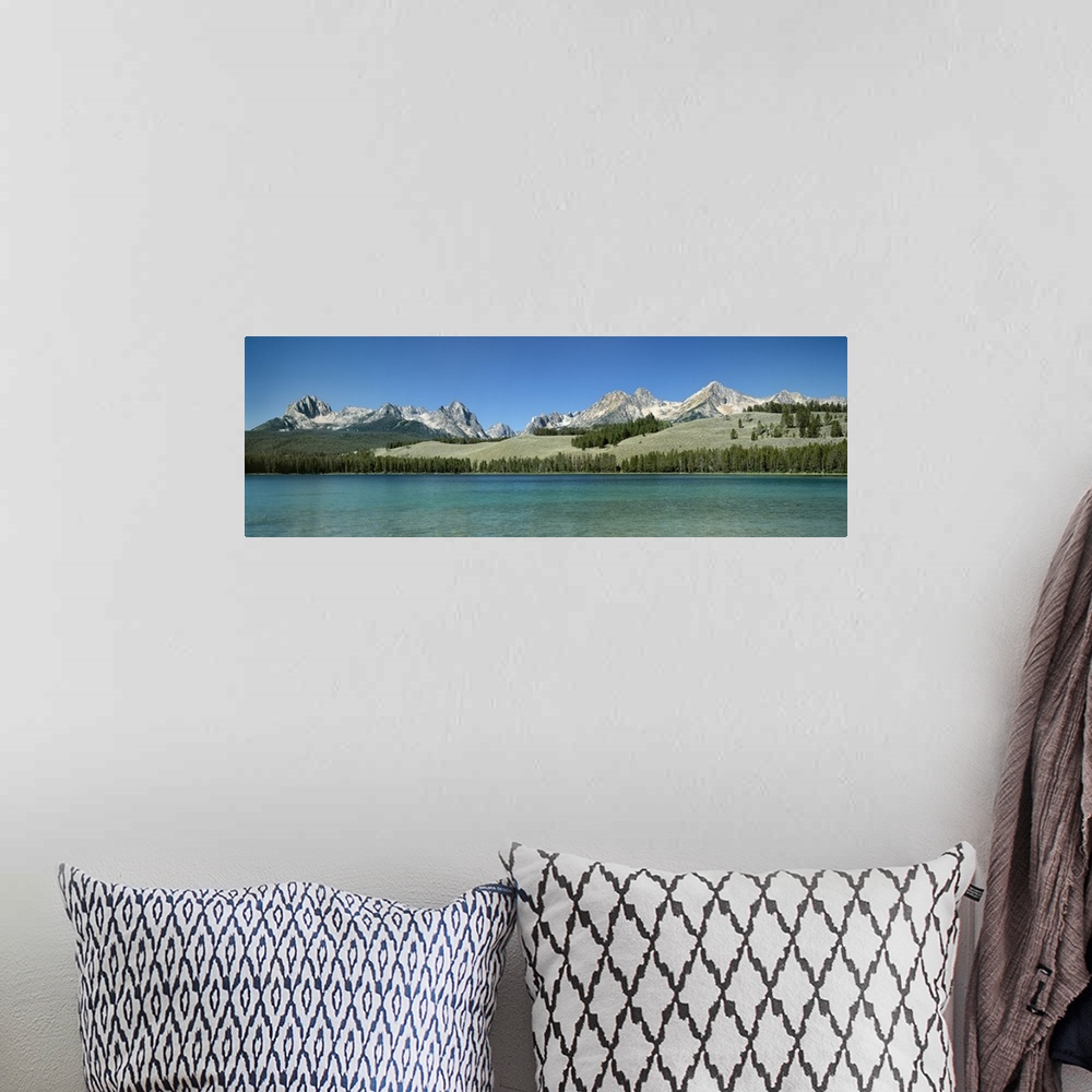 A bohemian room featuring Mountains along a lake, Sawtooth Mountains, Idaho