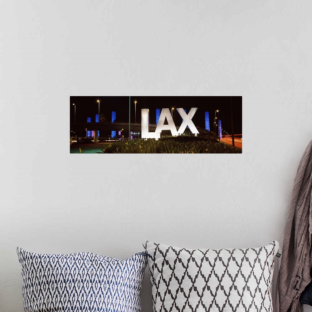 A bohemian room featuring Neon sign at an airport, LAX Airport, City Of Los Angeles, Los Angeles County, California, USA
