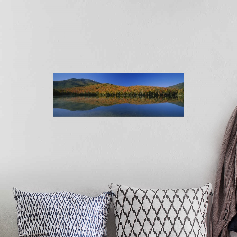 A bohemian room featuring Reflection of trees and hill in a lake, Heart Lake, Adirondack, New York State
