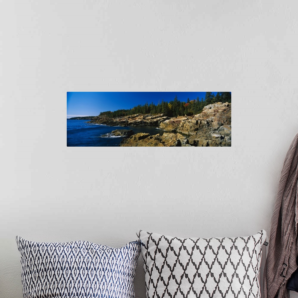 A bohemian room featuring Rock formations at the coastline, Acadia National Park, Maine