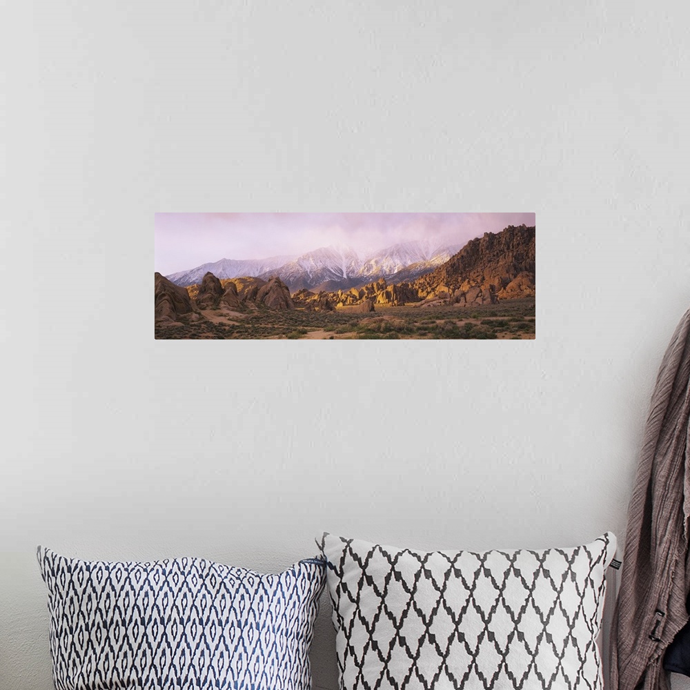 A bohemian room featuring Rock formations on a landscape, Alabama Hills, California