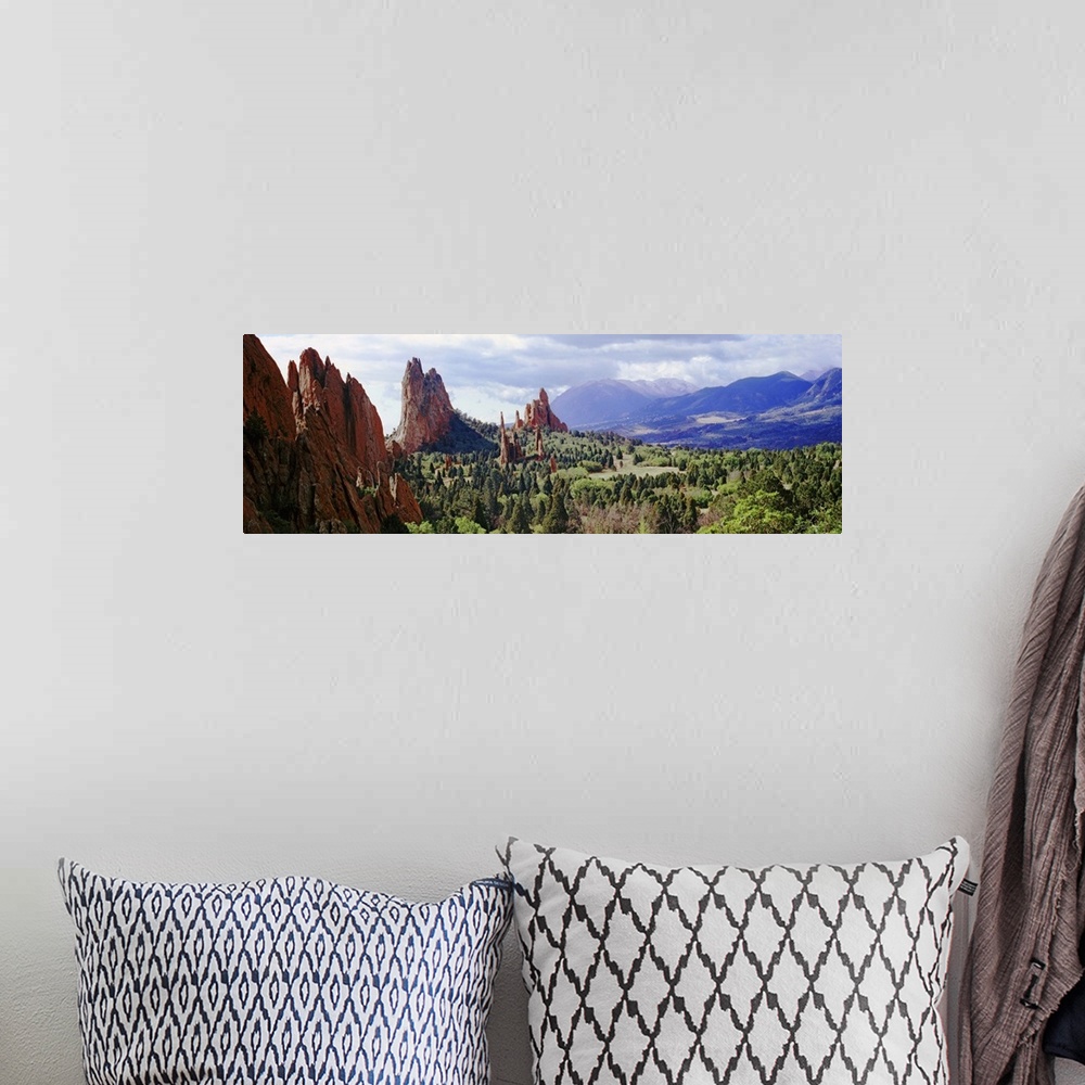 A bohemian room featuring Rock formations on a landscape, Garden of The Gods, Colorado Springs, Colorado