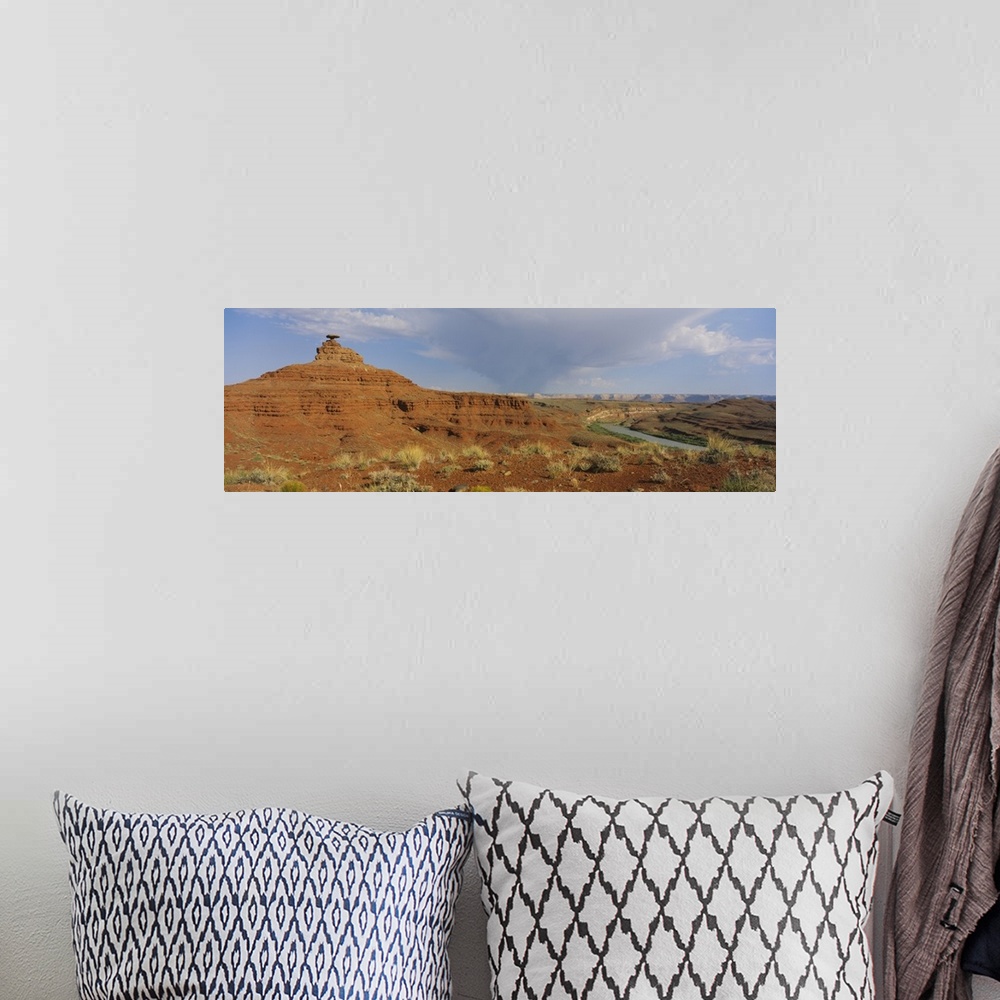 A bohemian room featuring Rock formations on a landscape, Mexican Hat, San Juan county, Utah