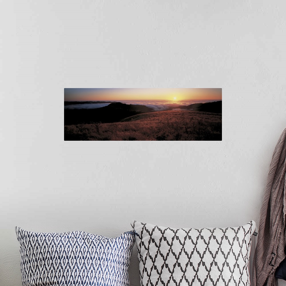 A bohemian room featuring Santa Cruz Mountains at sunset CA