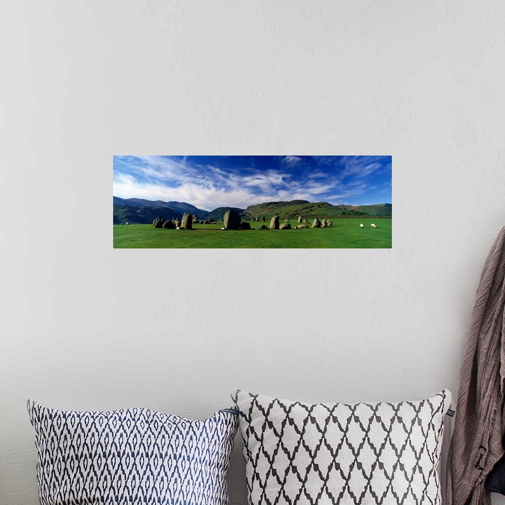 A bohemian room featuring Sheeps Grazing In A Pasture Castlerigg Stone Circle Keswick Lake District Cumbria England United ...