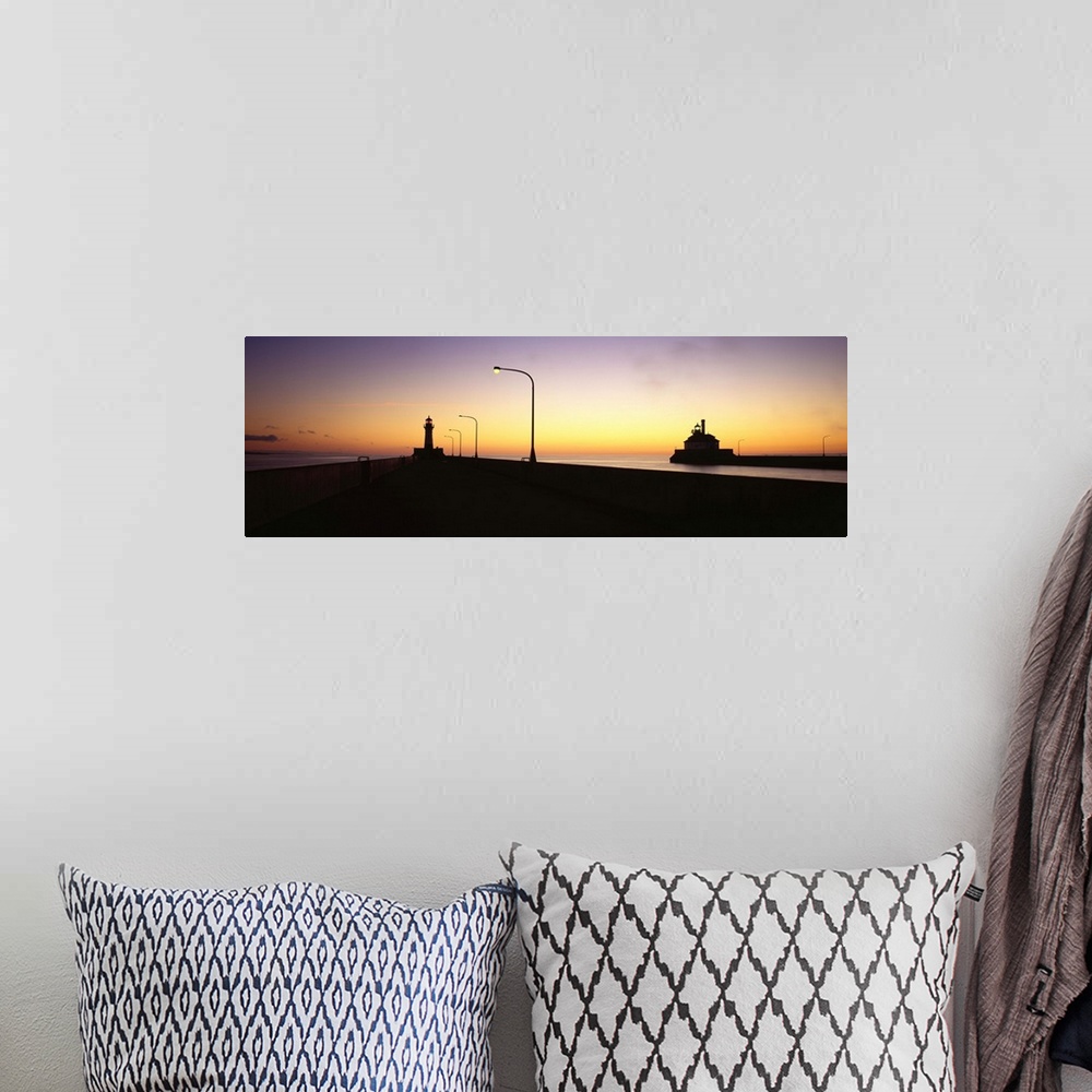A bohemian room featuring Silhouette Of A Lighthouse, Duluth, Minnesota