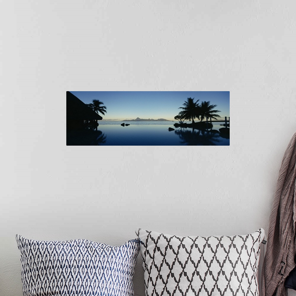 A bohemian room featuring Silhouette of a tourist resort, Tahiti Beachcomber Resort, Papeete, Tahiti, French Polynesia
