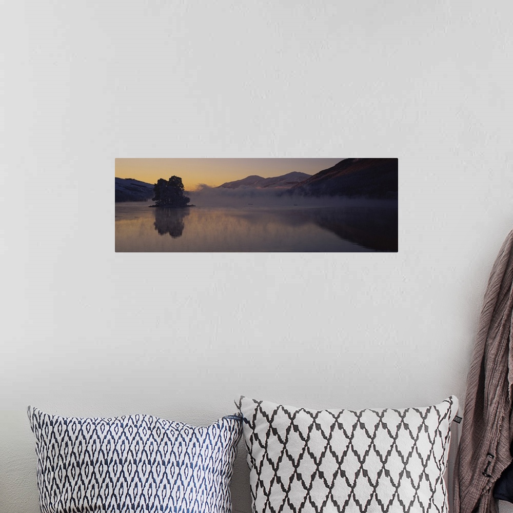 A bohemian room featuring Silhouette of a tree in a lake, Loch Tay, Tayside region, Scotland