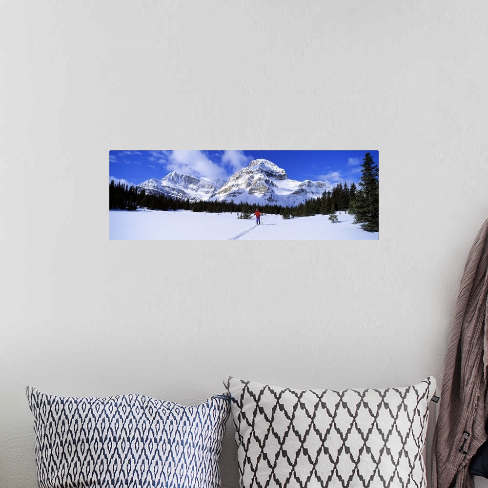 A bohemian room featuring Skier Ptarmigan Peak Wall of Jericho Skoki Valley Banff National Park Alberta Canada