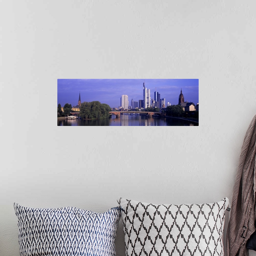 A bohemian room featuring Skyline Main River Frankfurt Germany