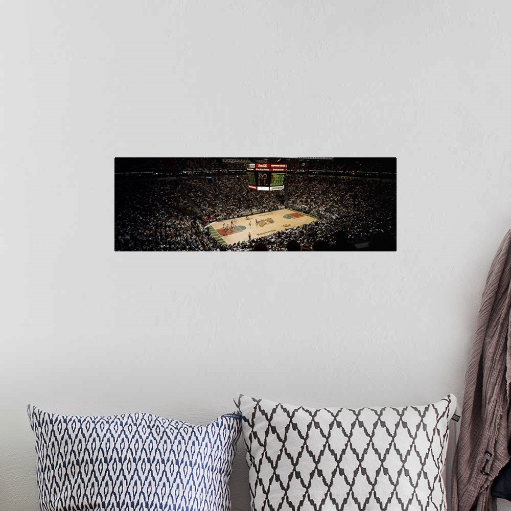 A bohemian room featuring Spectators watching a basketball match Key Arena Seattle King County Washington State