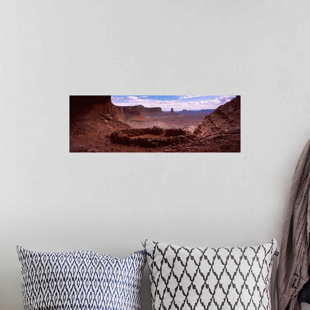 A bohemian room featuring Stone circle on an arid landscape, False Kiva, Canyonlands National Park, San Juan County, Utah,