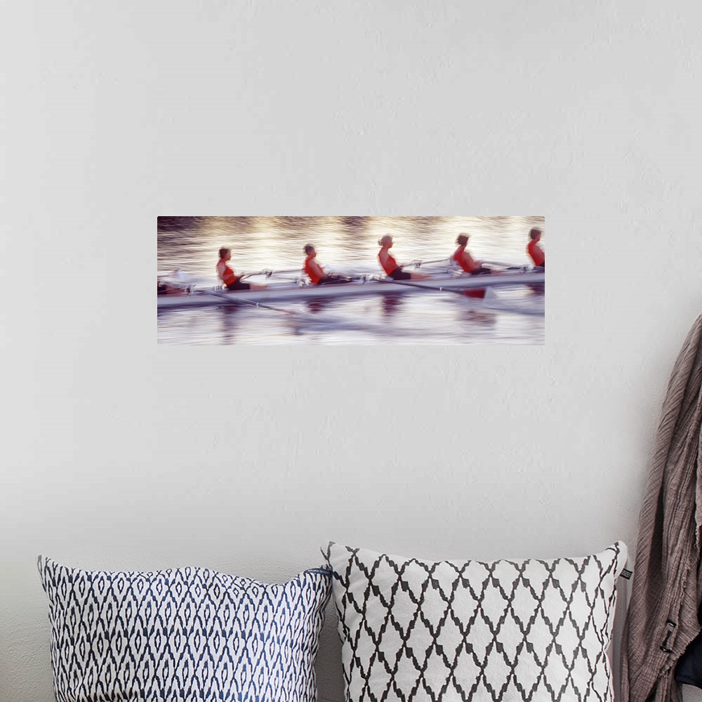 A bohemian room featuring Women rowing boat