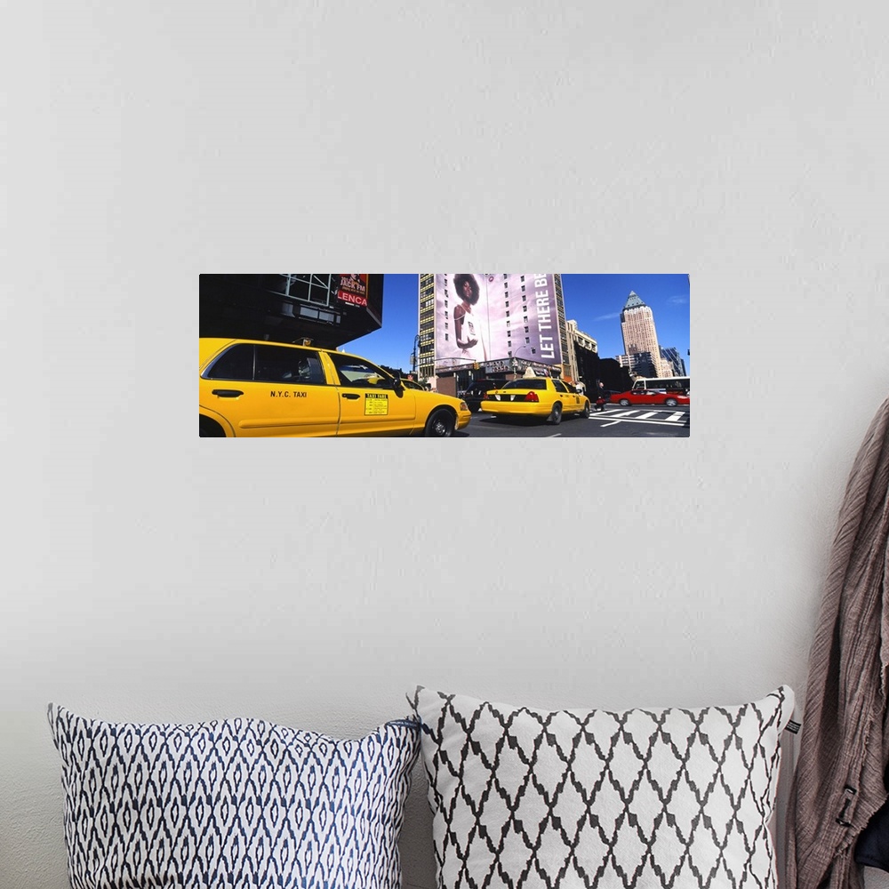 A bohemian room featuring Yellow taxies at the road intersection, Manhattan, New York City, New York State