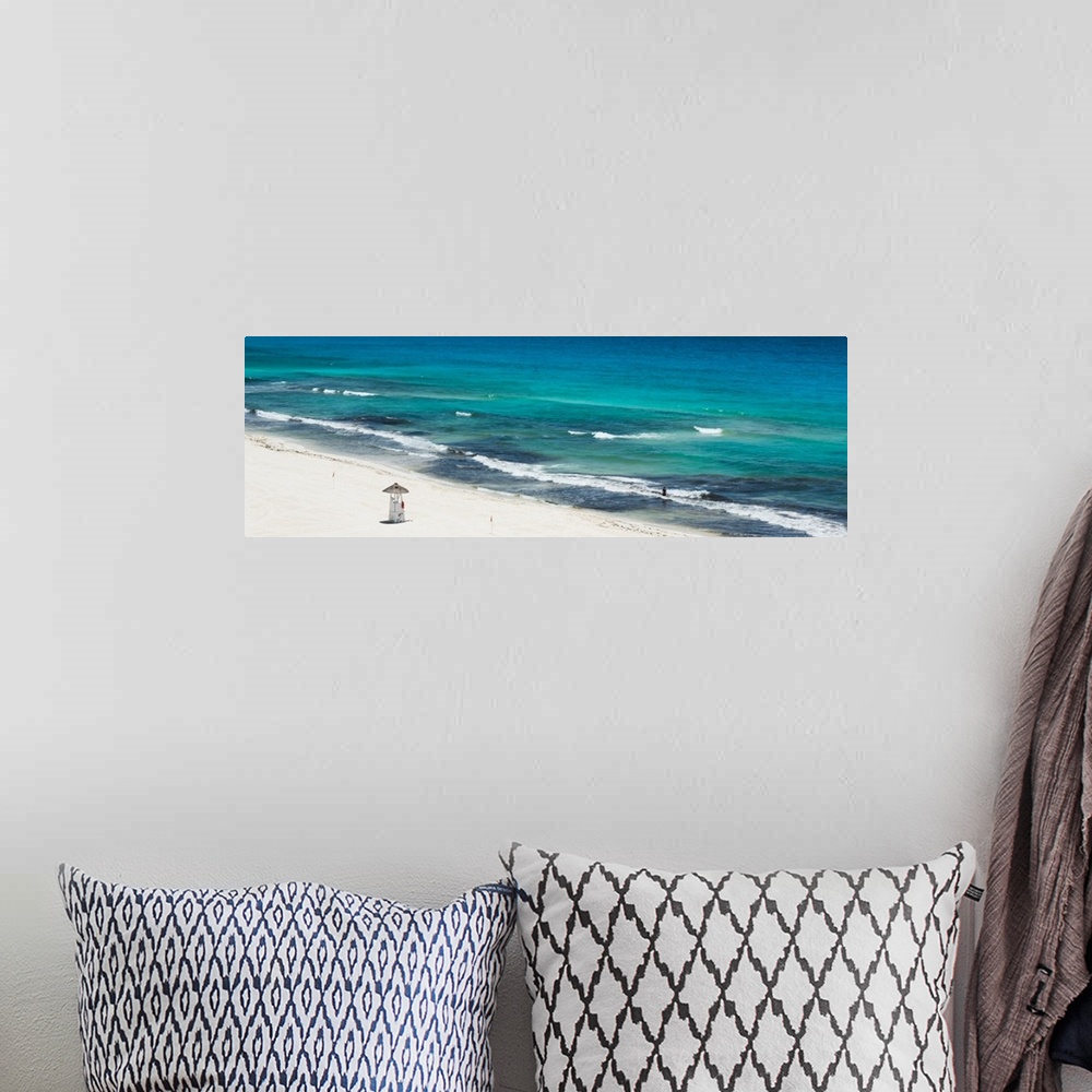 A bohemian room featuring Panoramic aerial photograph of the ocean in Cancun, Mexico. From the Viva Mexico Panoramic Collec...
