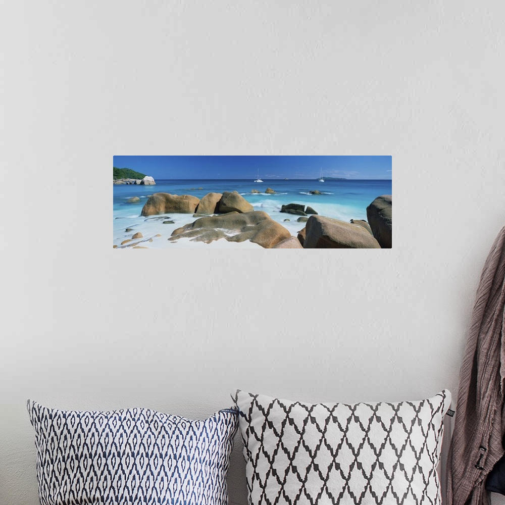 A bohemian room featuring Tropical beach scene, Anse Lazio, Praslin, Seychelles, Indian Ocean, Africa