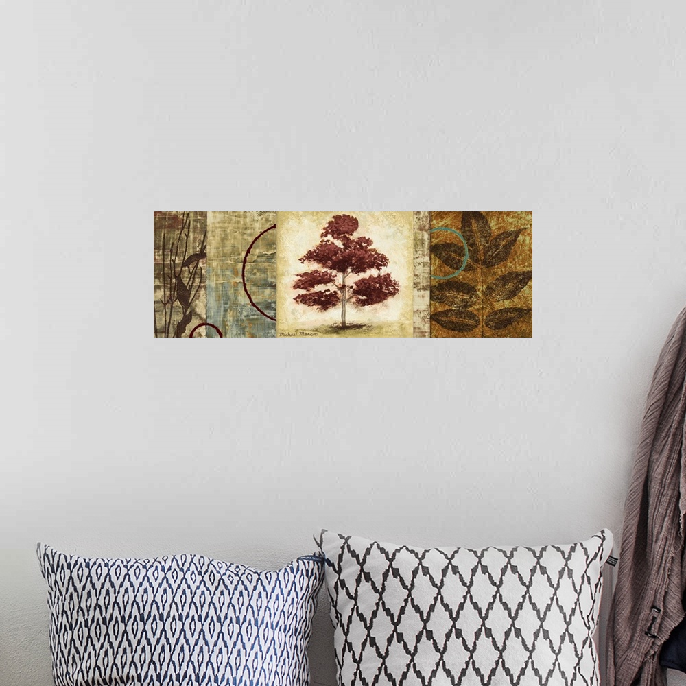 A bohemian room featuring Red Tree Panel II