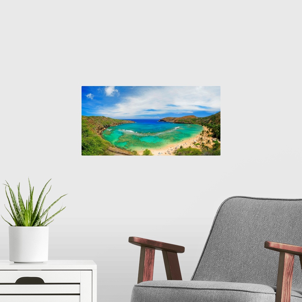 A modern room featuring Hawaii, Oahu, Seascape Overlooking Hanauma Bay