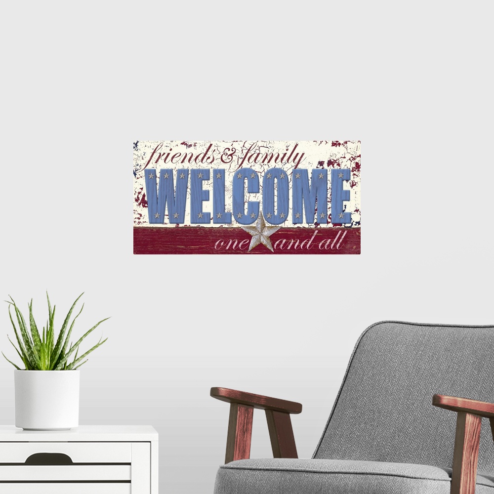 A modern room featuring Patriotic Welcome
