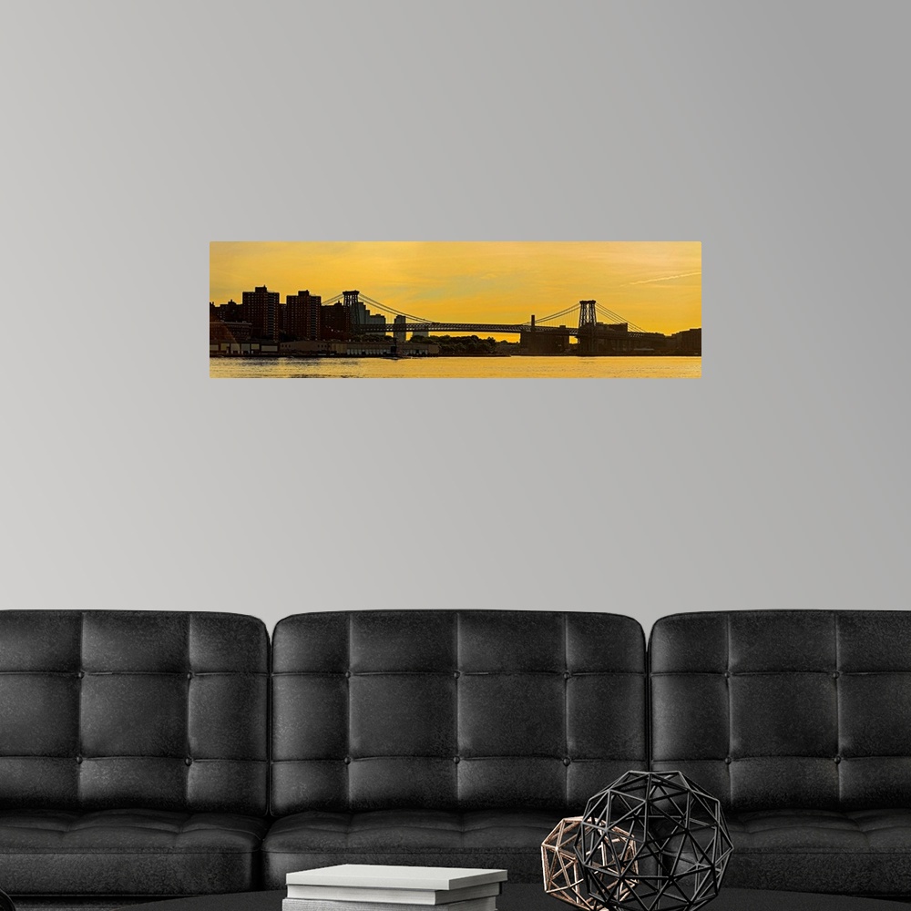 A modern room featuring Williamsburg Bridge Panoramic View