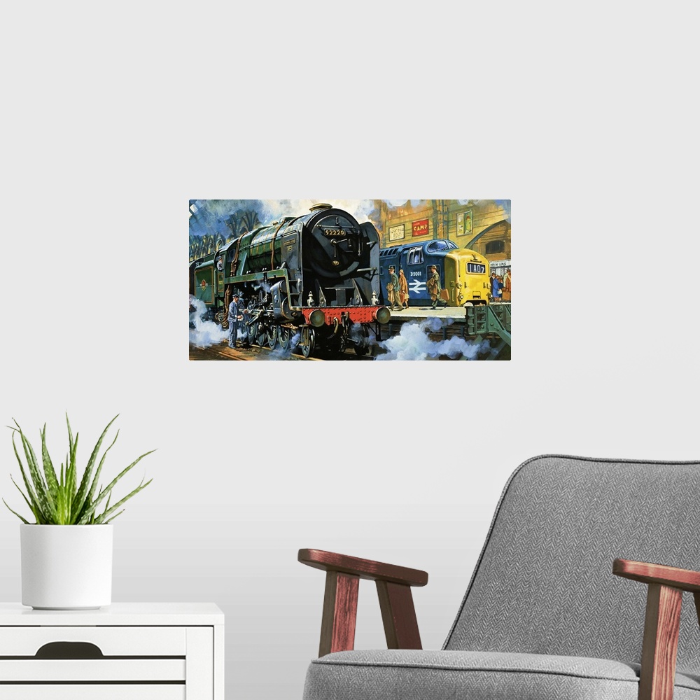 A modern room featuring Britain's Railway Wonders: A Sad Farewell to Steam. Original artwork from Look and Learn no. 975 ...
