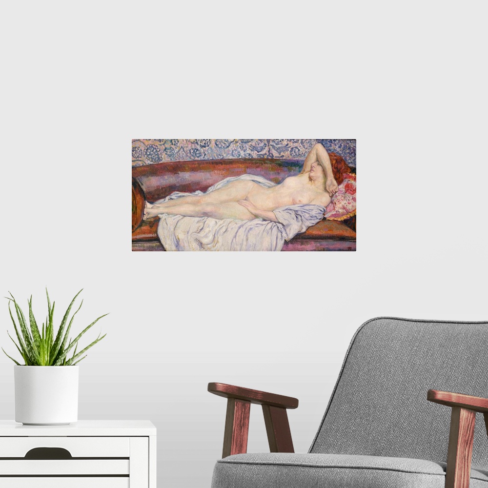 A modern room featuring Reclining Nude