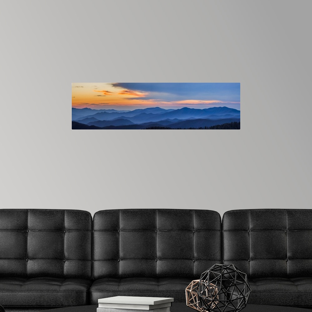 A modern room featuring View of smoky mountain range from Clingmans dome.