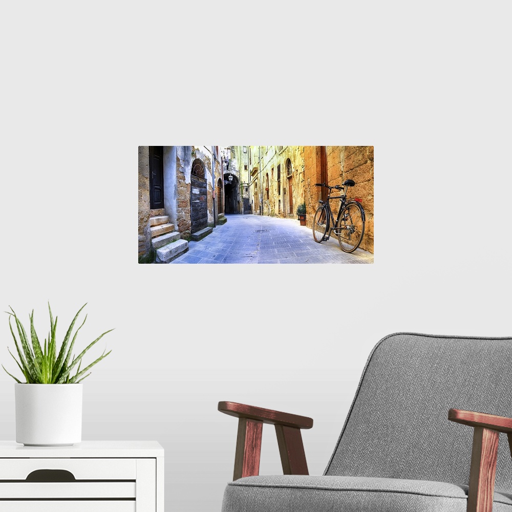 A modern room featuring Characteristic streets of old medieval villages of Italy.