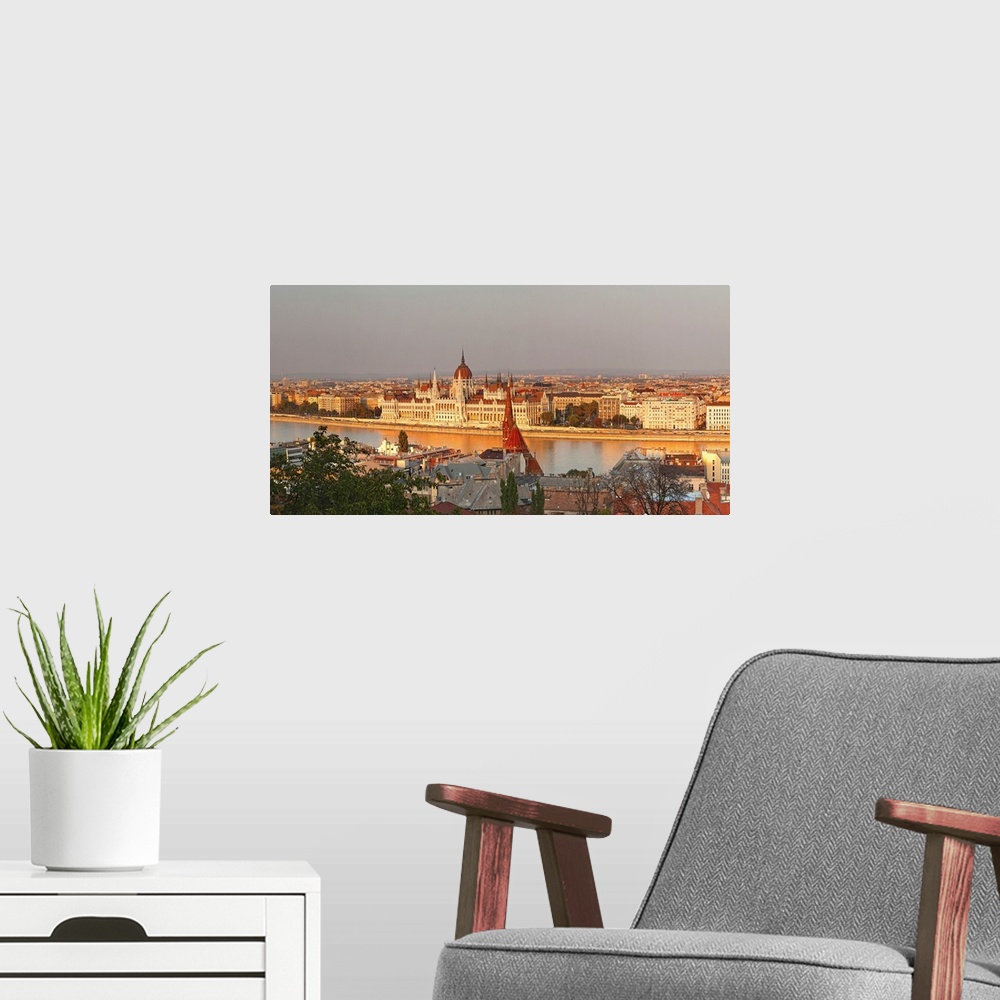 A modern room featuring Hungary, Budapest, Danube, Central Europe, Budapest, Parliament