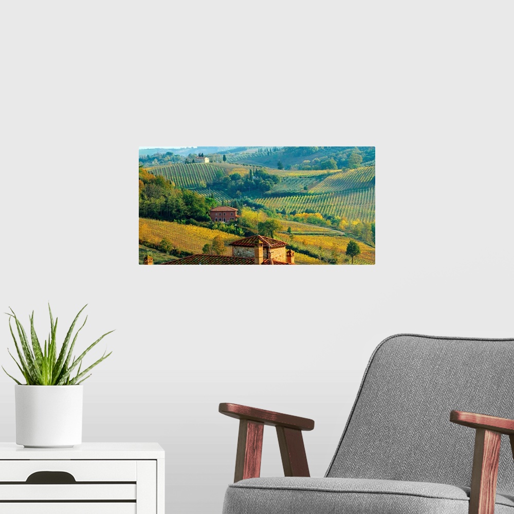 A modern room featuring Italy, Tuscany, Hills near San Gimignano