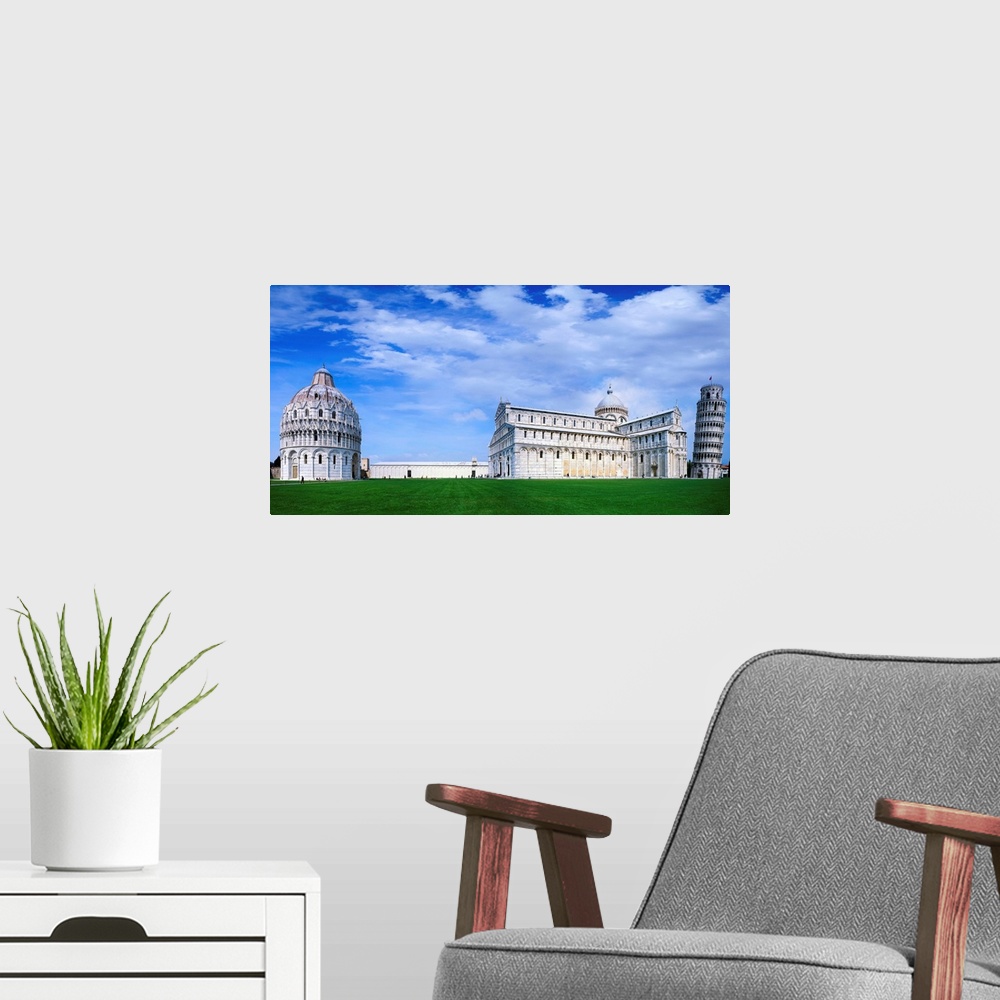 A modern room featuring Italy, Tuscany Pisa, Campo dei Miracoli, cathedral, baptistery and the leaning tower