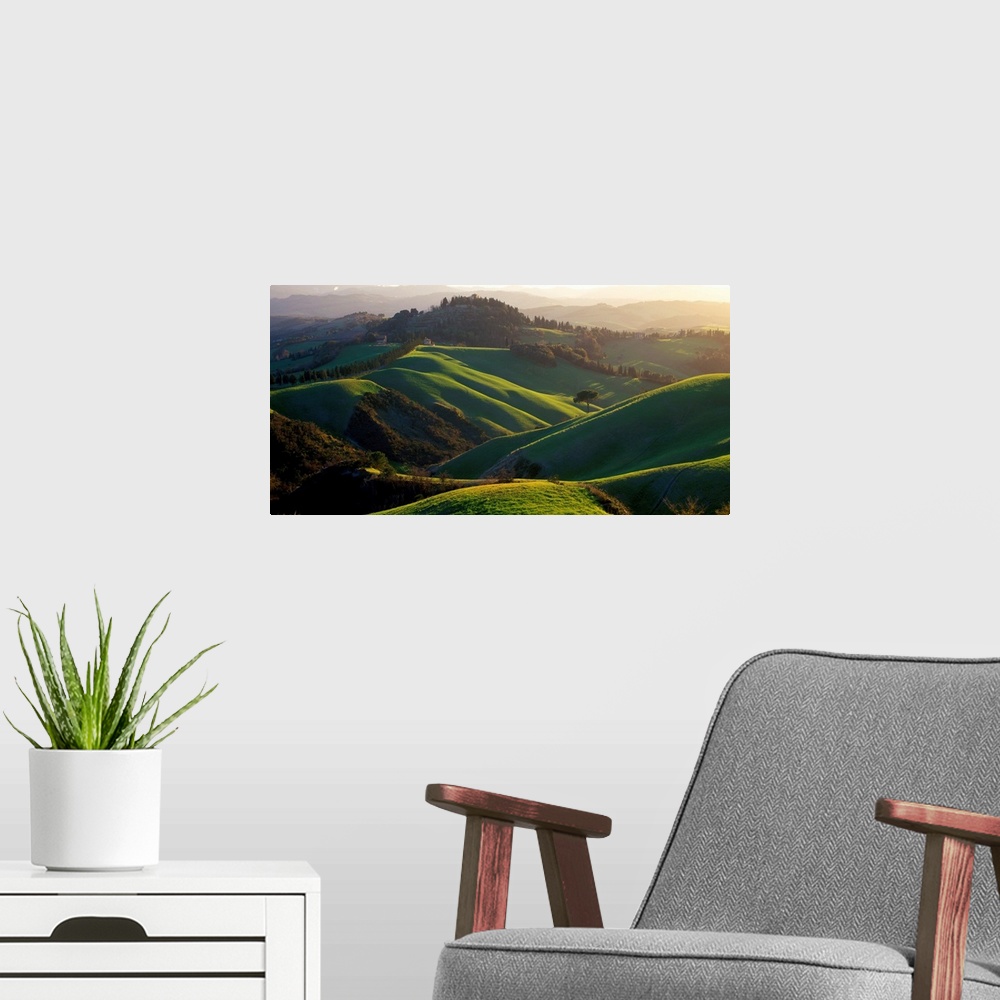 A modern room featuring Italy, Tuscany, Typical countyside near Volterra village