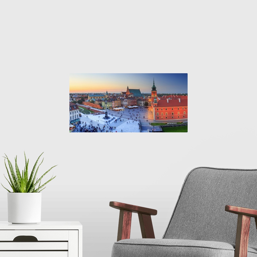 A modern room featuring Poland, Masovia, Warsaw, Warsaw Royal Palace, Palace Square (Plac Zamkowy) with the Royal Castle ...