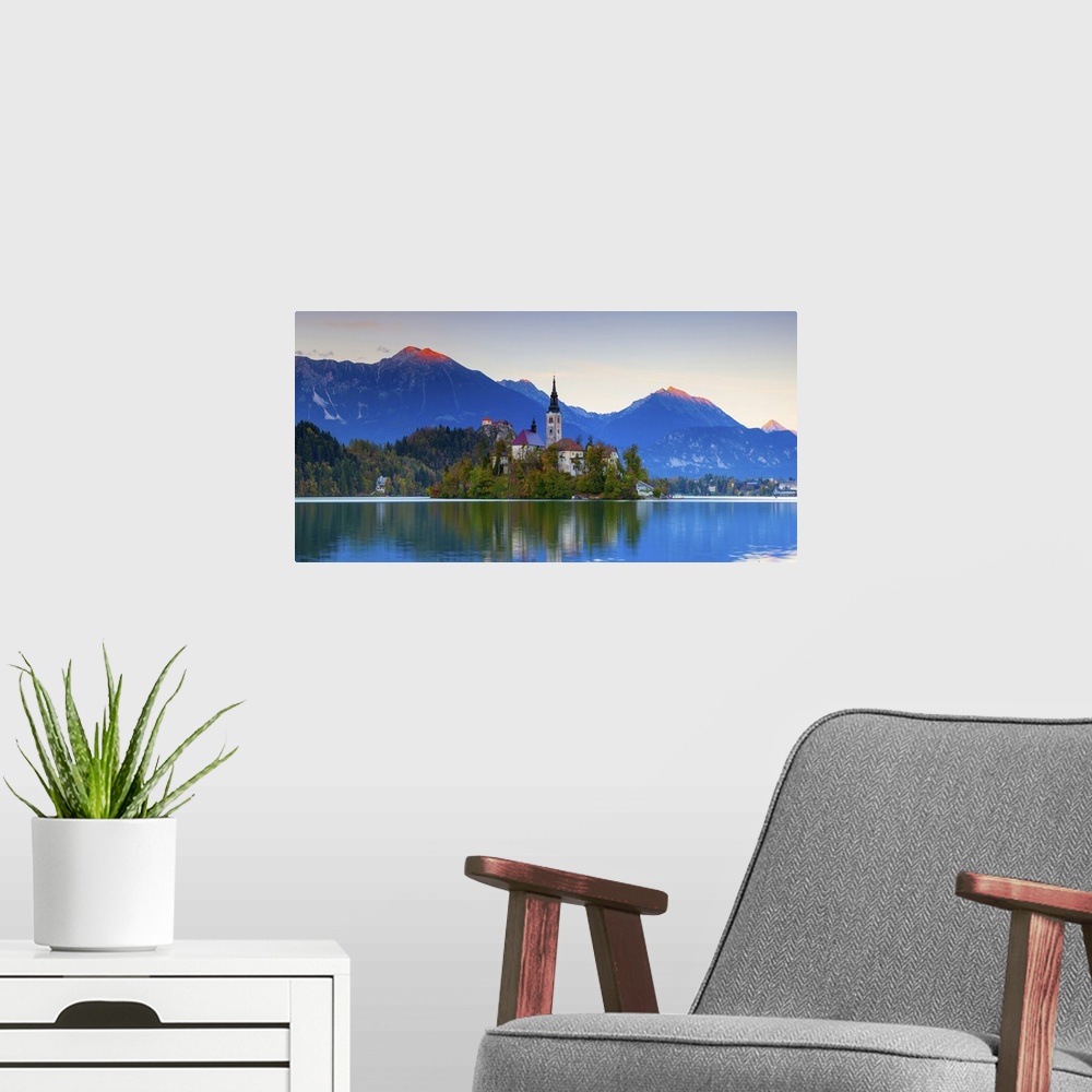 A modern room featuring Slovenia, Upper Carniola, Julian Alps, Triglav National Park, Bled, Bled Island with the Church o...