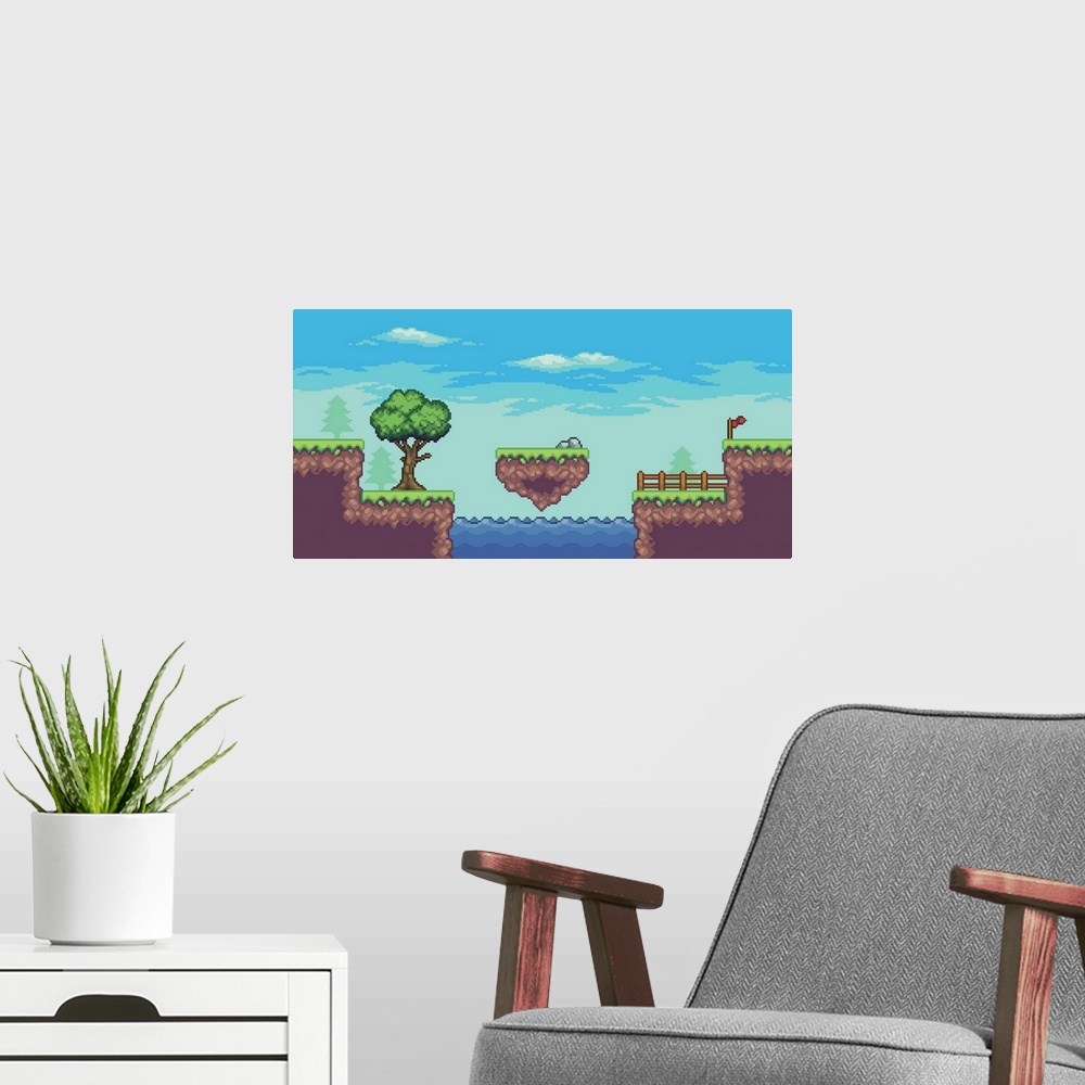 A modern room featuring Pixel Landscape I