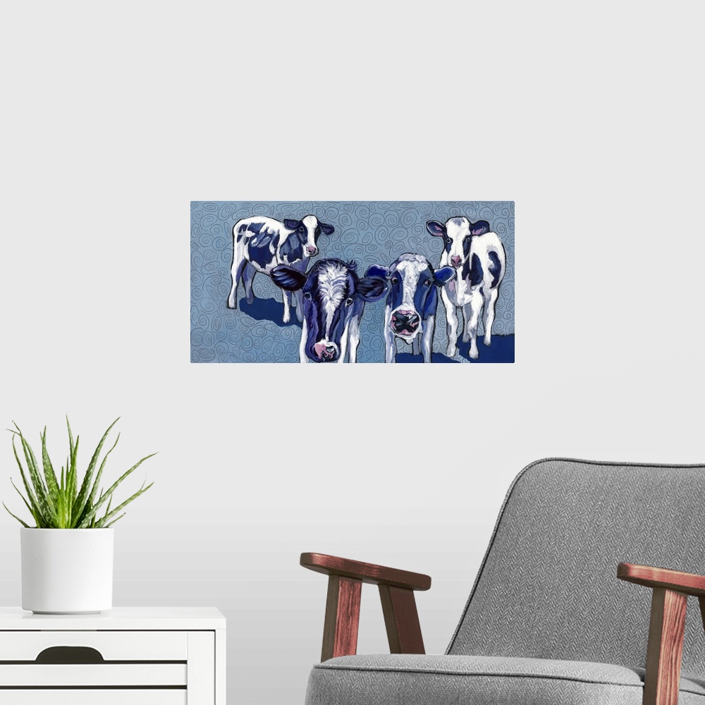 A modern room featuring Four Cows