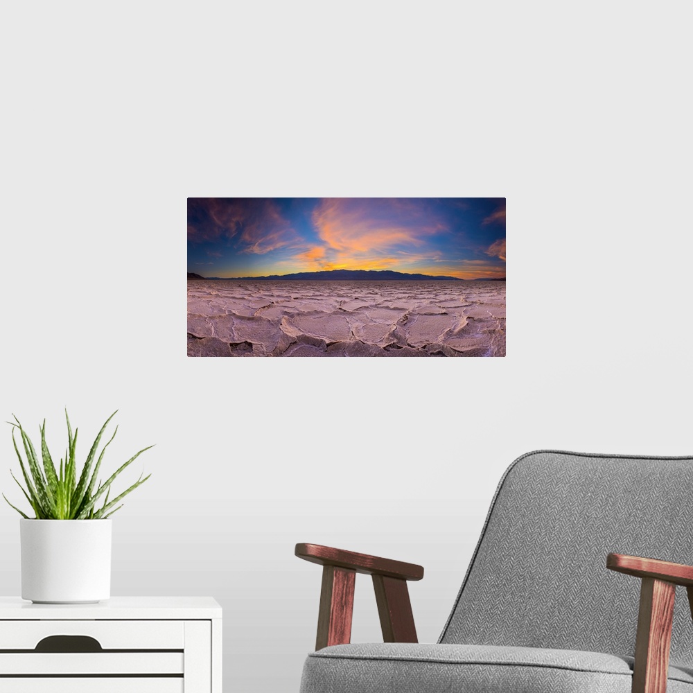 A modern room featuring USA, California, Death Valley National Park, Badwater Basin, lowest point in North America, salt ...