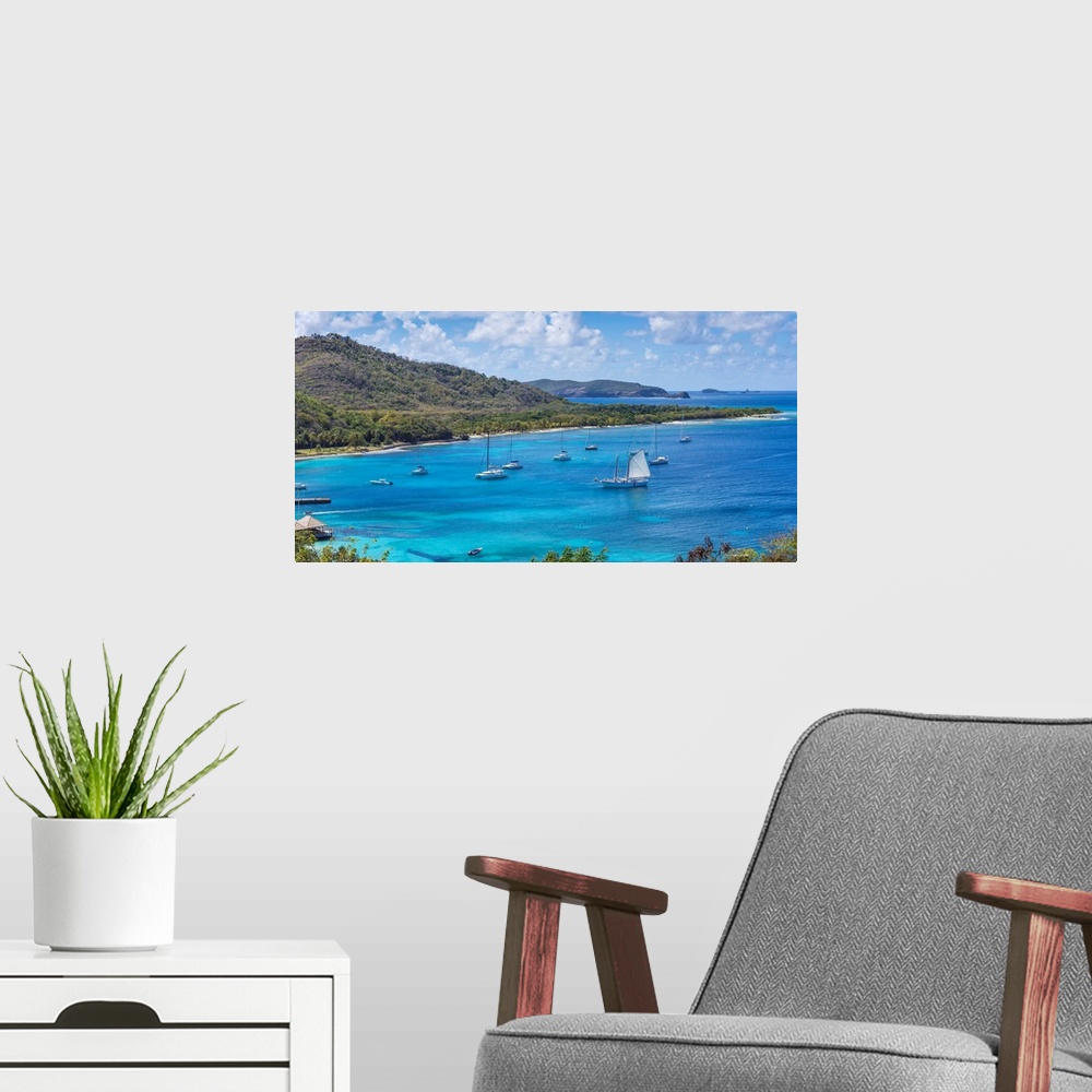 A modern room featuring St Vincent And The Grenadines, Mustique, View Of Brittania Bay