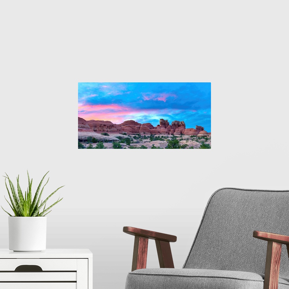 A modern room featuring USA, Utah, Canyonlands National Park, The Needles District, Chesler Park Trail.