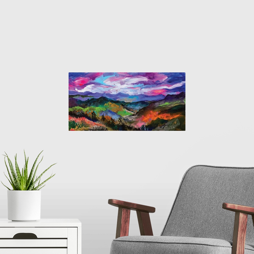 A modern room featuring The Hills Are Alive VIII