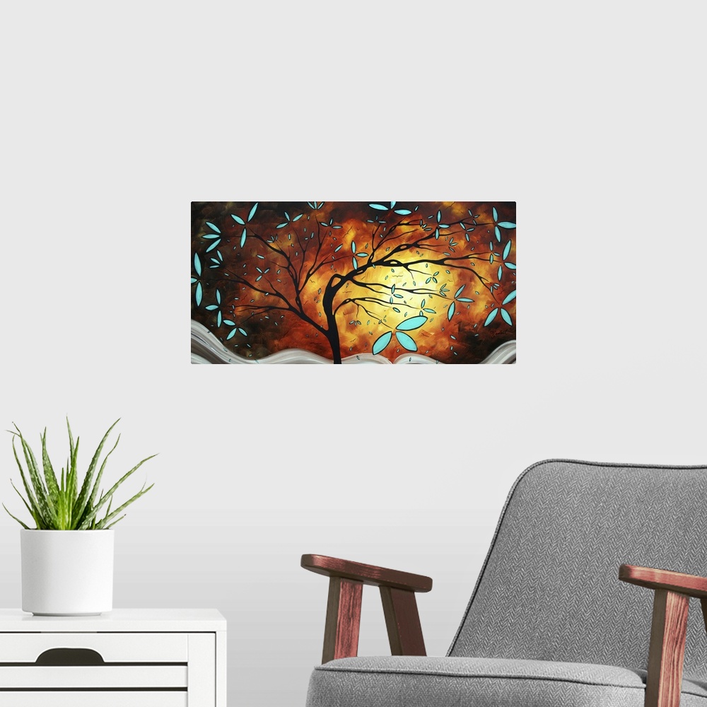 A modern room featuring The Fire that Burns Within