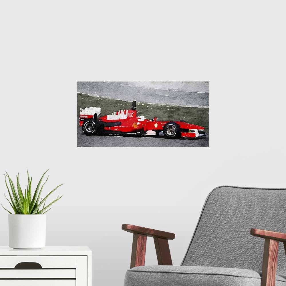A modern room featuring Ferrari F1 Racing Watercolor