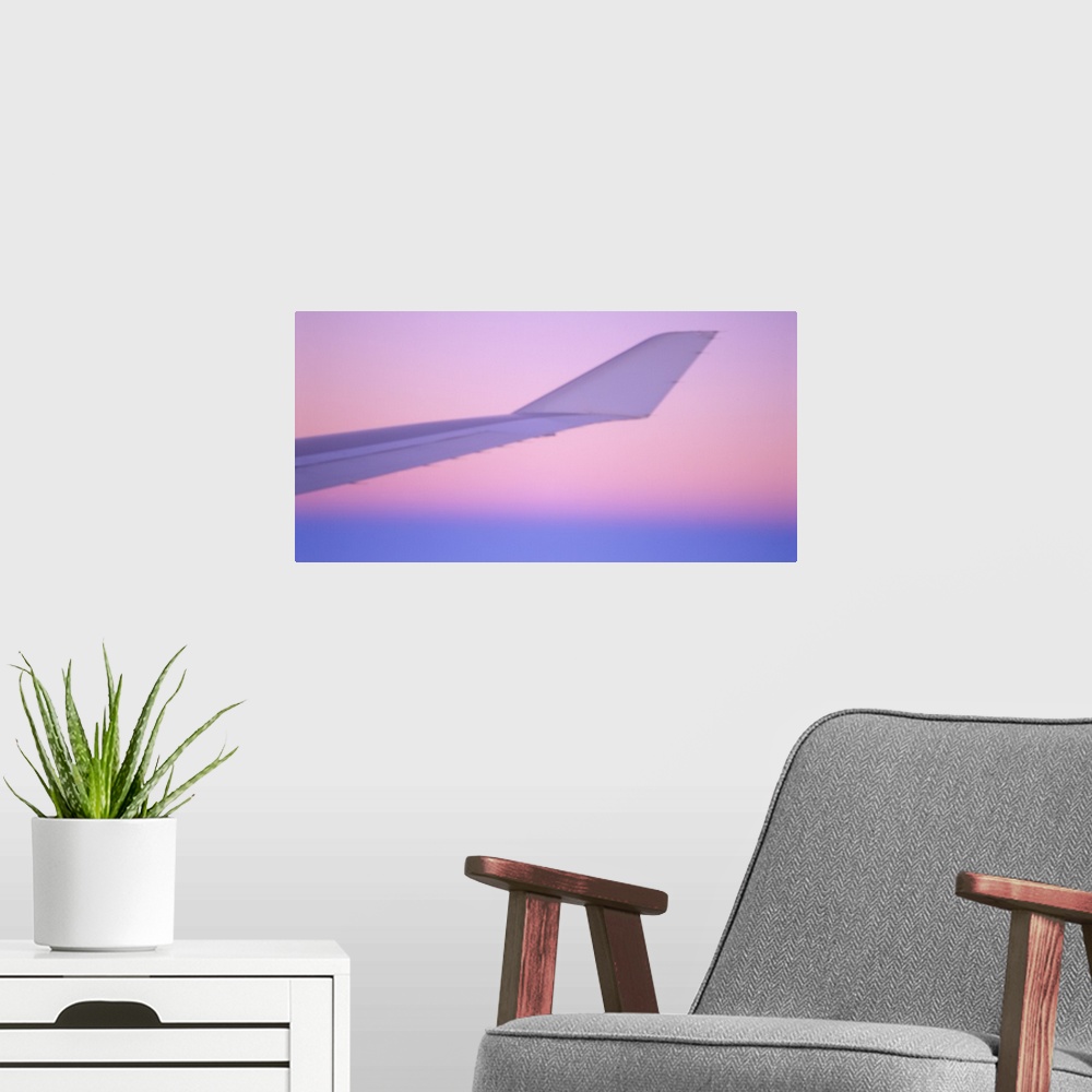 A modern room featuring Airplane Wing tip at Sundown