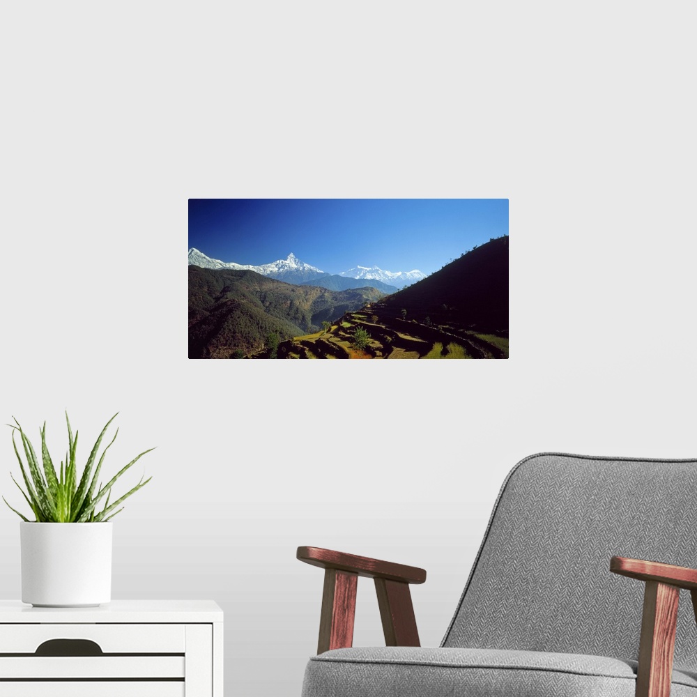 A modern room featuring Annapurna Mountains Nepal