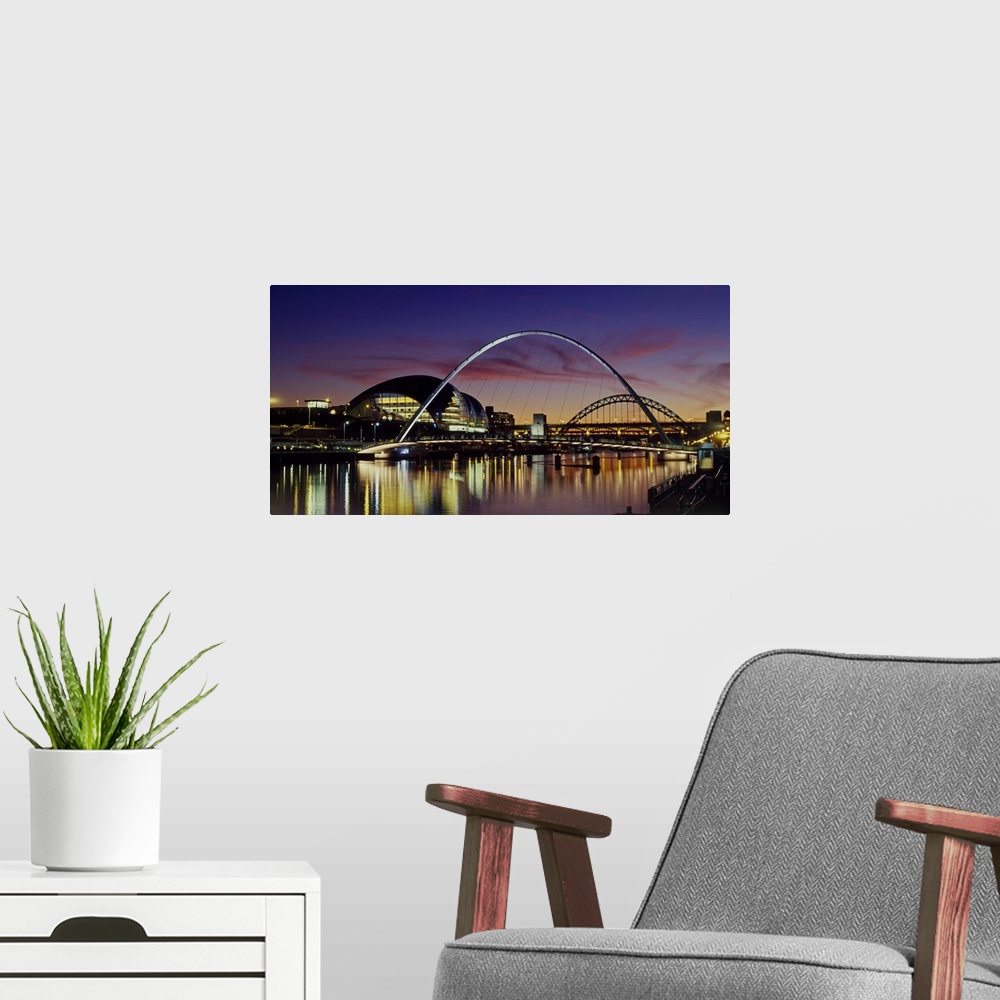 A modern room featuring Bridges across a river, Tyne River, Newcastle Upon Tyne, Tyne And Wear, England