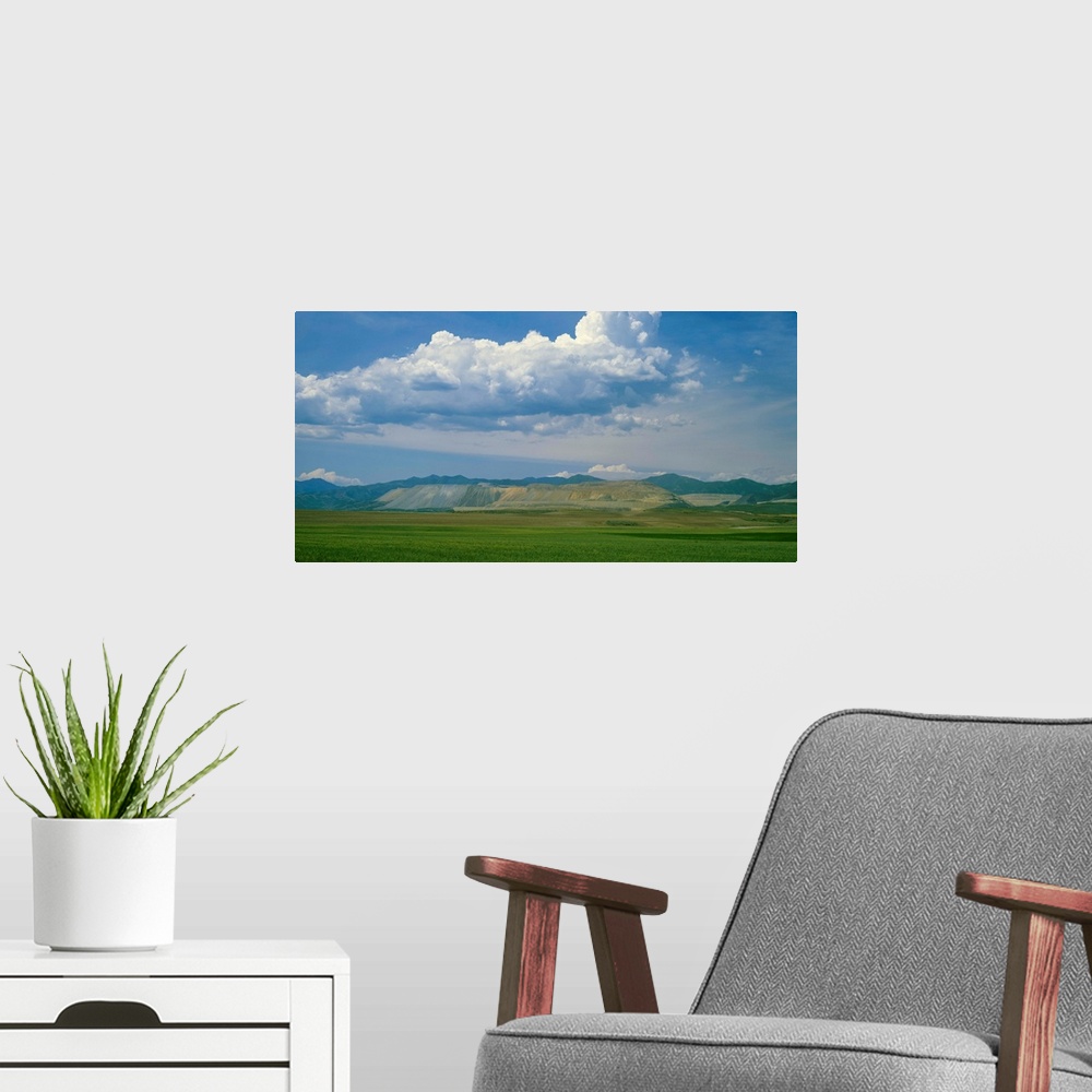 A modern room featuring Clouds over a copper mine, Kennecott, Utah