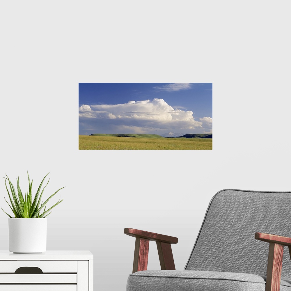 A modern room featuring Clouds over a landscape, Pikes Peak, Greenland, Douglas County, Colorado