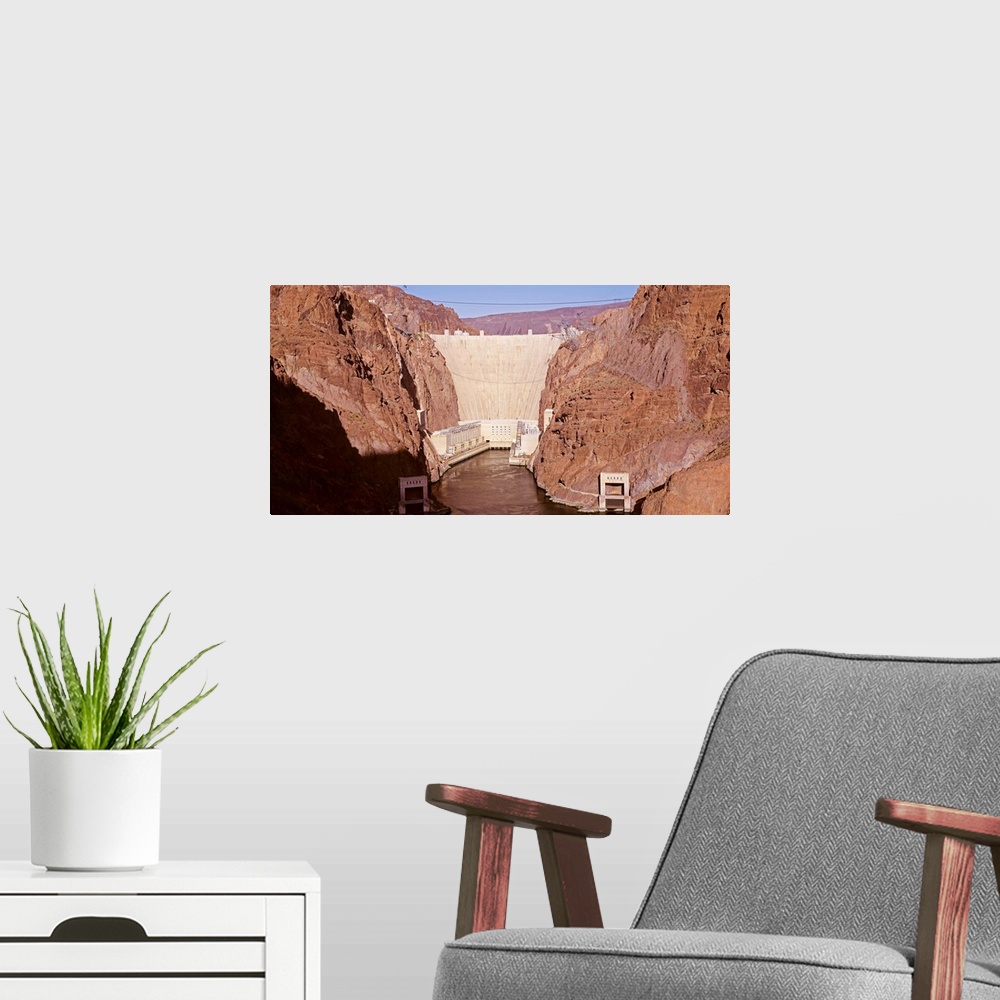 A modern room featuring High angle view of a dam, Hoover Dam, Clark County, Nevada