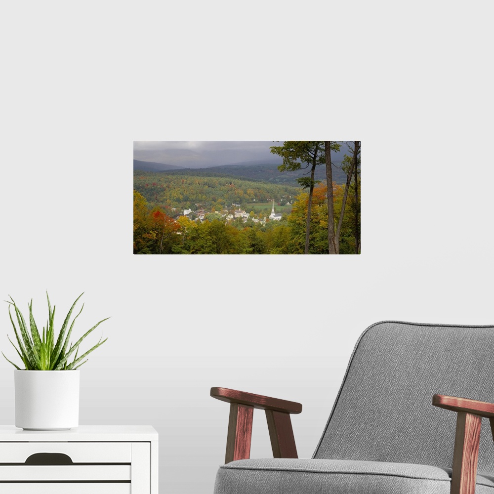 A modern room featuring High angle view of buildings, Stowe, Vermont